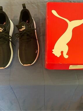 Puma Black Knit Sneakers with Pink Accents - Women's